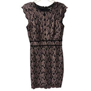Roz & Ali Womens Black & Gold Lace Sleeveless Sheath Dress Size 6